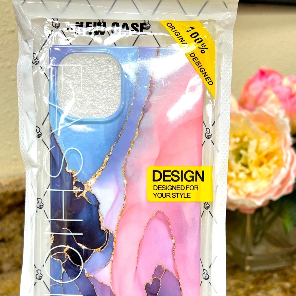 iPhone 13 Pro Case, Marble, Pink & blue